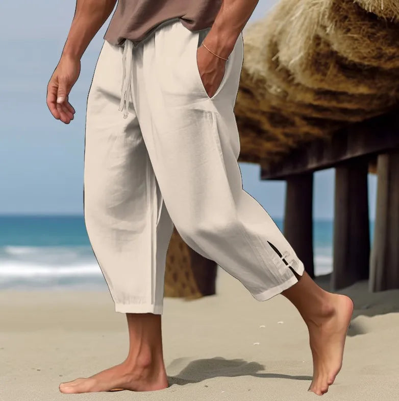 Beach Linen Pants - Elastic Waistband