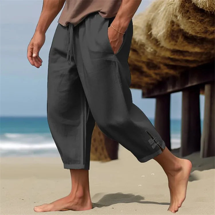 Beach Linen Pants - Elastic Waistband