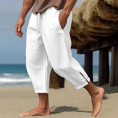 Beach Linen Pants - Elastic Waistband